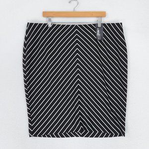 Lane Bryant Skirt Women 20 Black White Striped Pencil Career Stretch Business